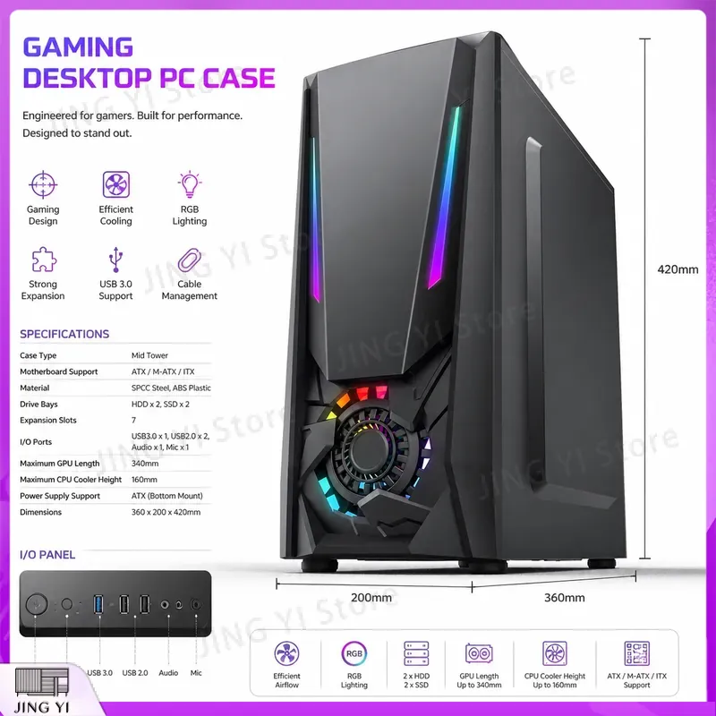 ATX Gaming PC-kast met gehard  - Gaming Hardware And Accessories recensie en prijs