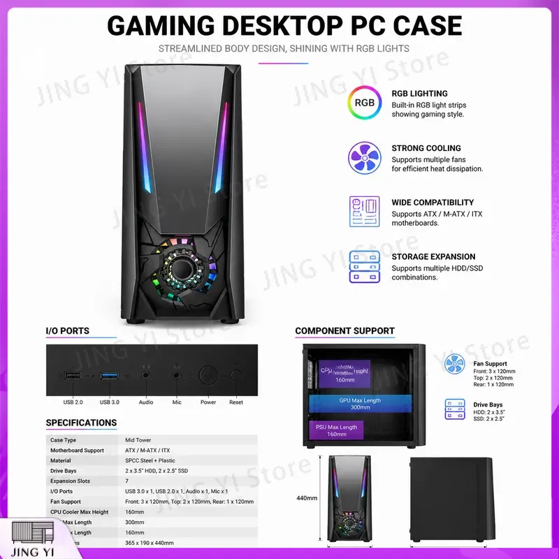 ATX Gaming PC-kast met gehard  - Gaming Hardware And Accessories recensie en prijs