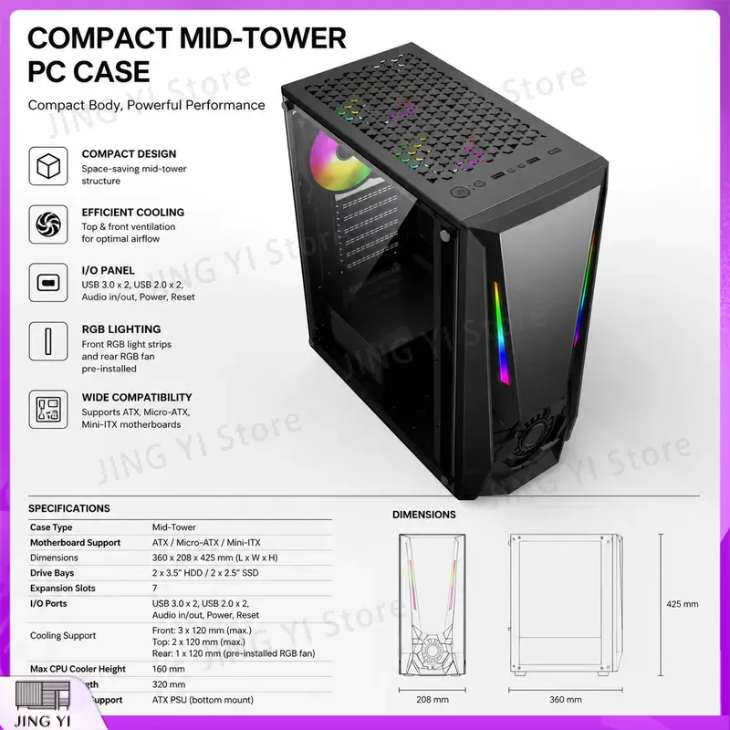 ATX Gaming PC-kast met gehard  - Gaming Hardware And Accessories recensie en prijs