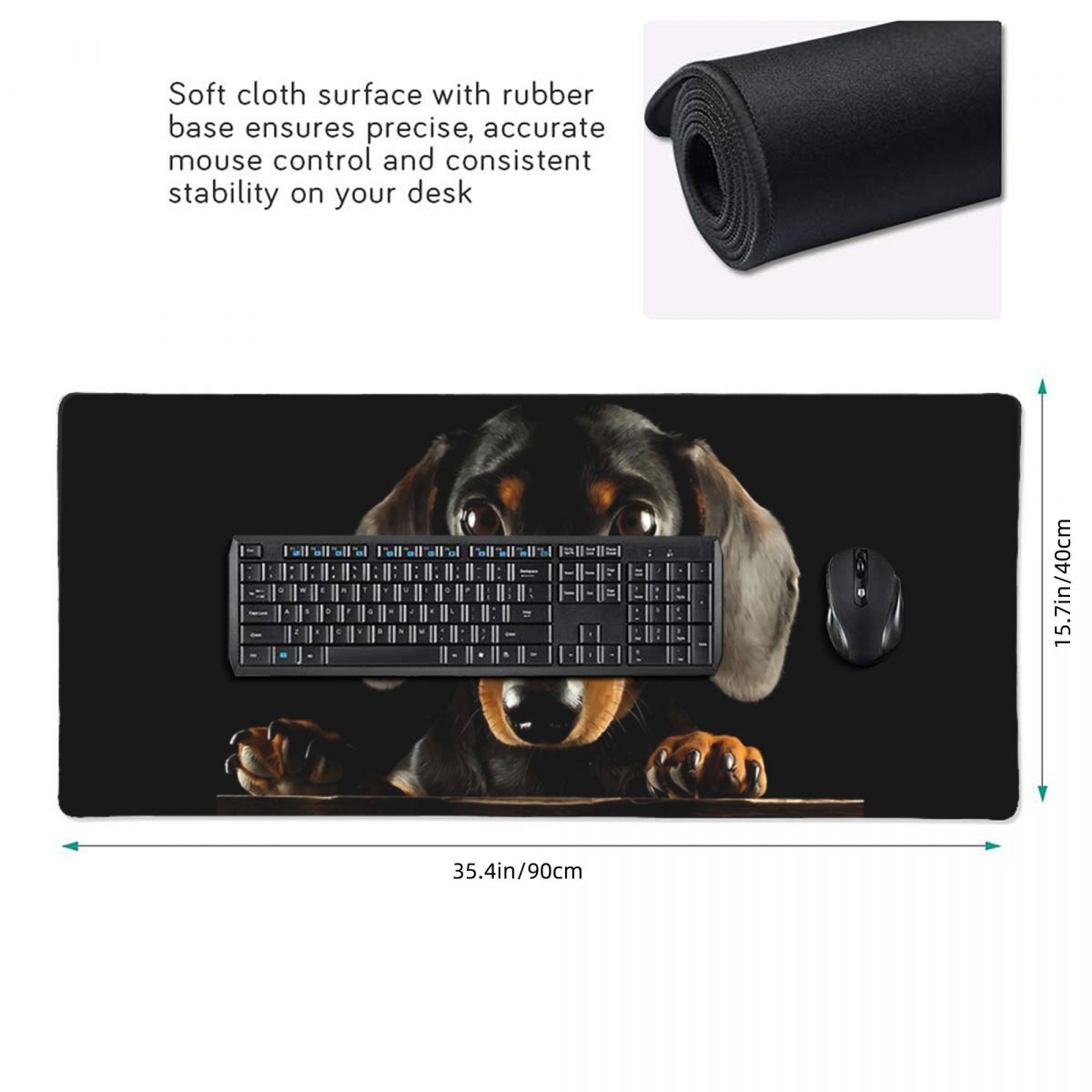 Grote muismat Zwarte teckelhon - Gaming Accessories Photo recensie en prijs